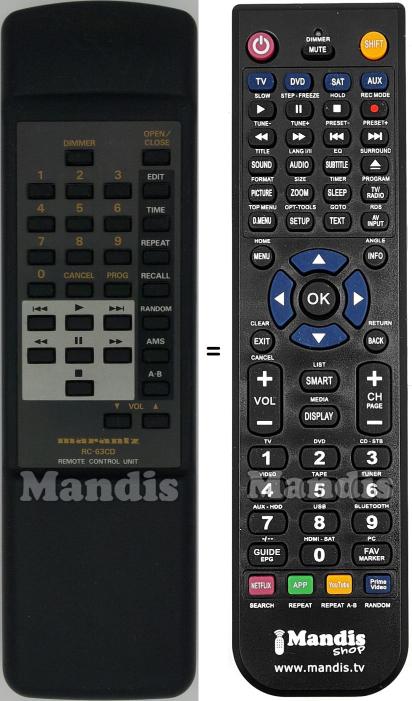 Replacement remote control Marantz RC-63CD