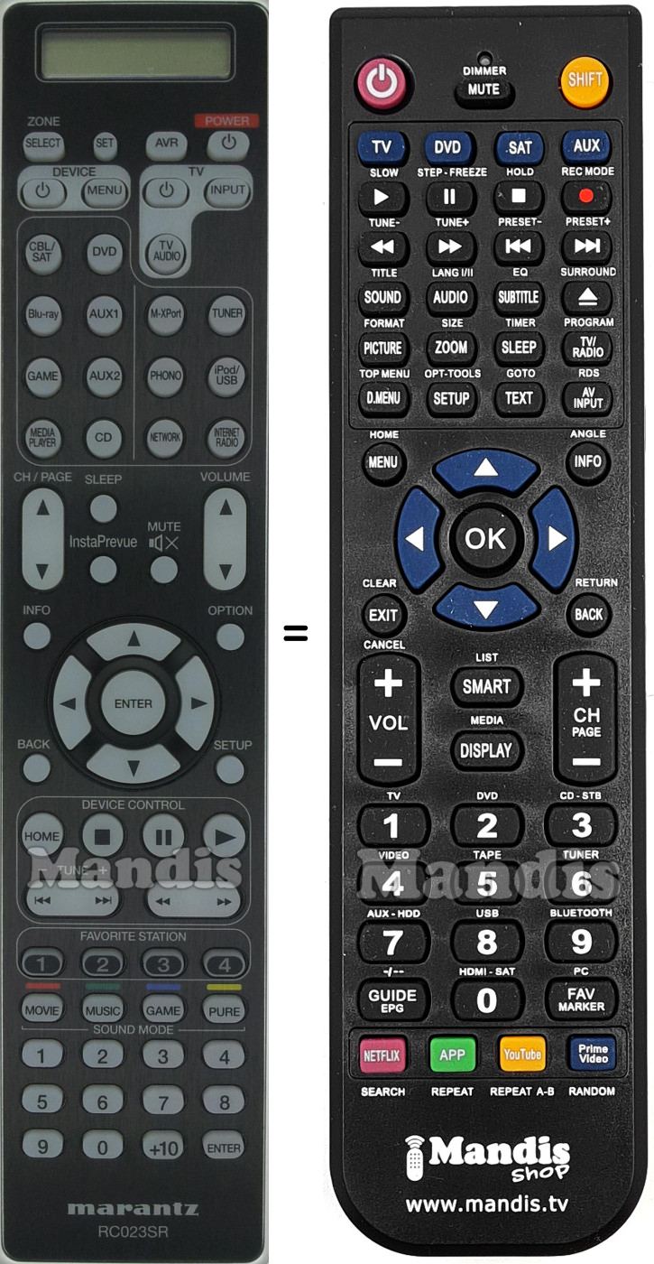 Replacement remote control Marantz RC023SR
