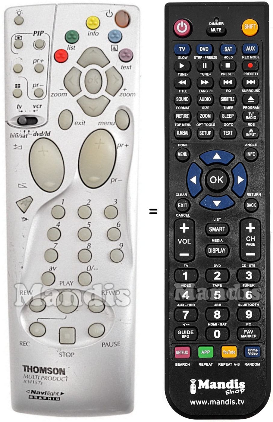 Replacement remote control Teleavia RCT4157S