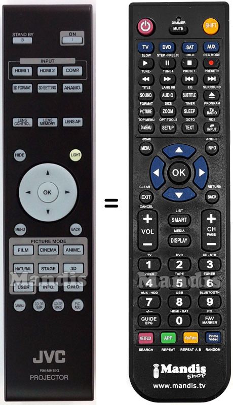 Replacement remote control JVC RM-MH15G