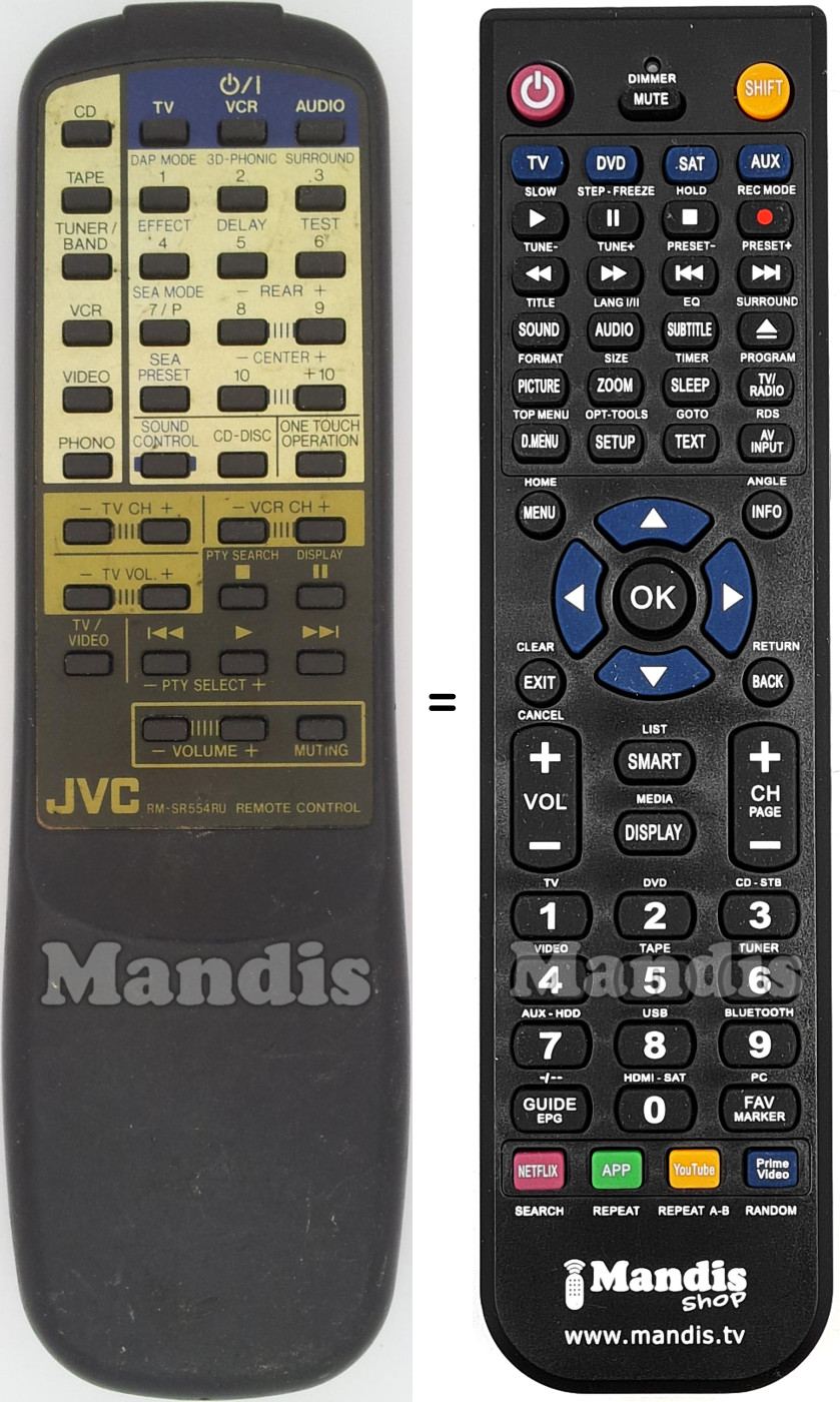 Replacement remote control RM-SR554RU