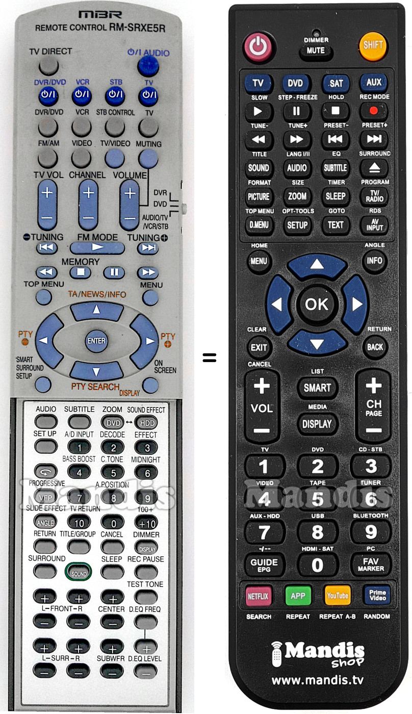 Replacement remote control JVC RM-SRXE 5 R