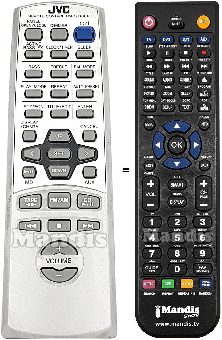Replacement remote control JVC RMSUXG6R