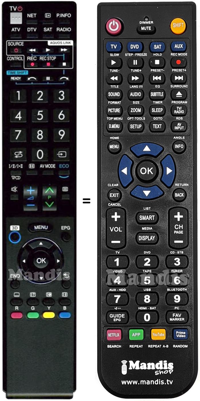 Replacement remote control Sharp RRMCGA902WJSA