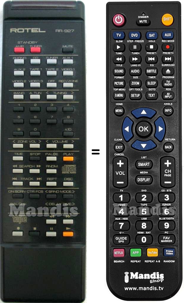 Replacement remote control ROTEL RR927