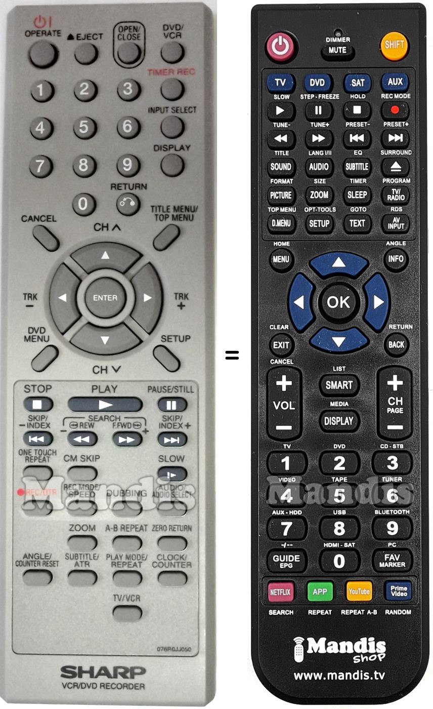 Replacement remote control Sharp 076R0JJ050