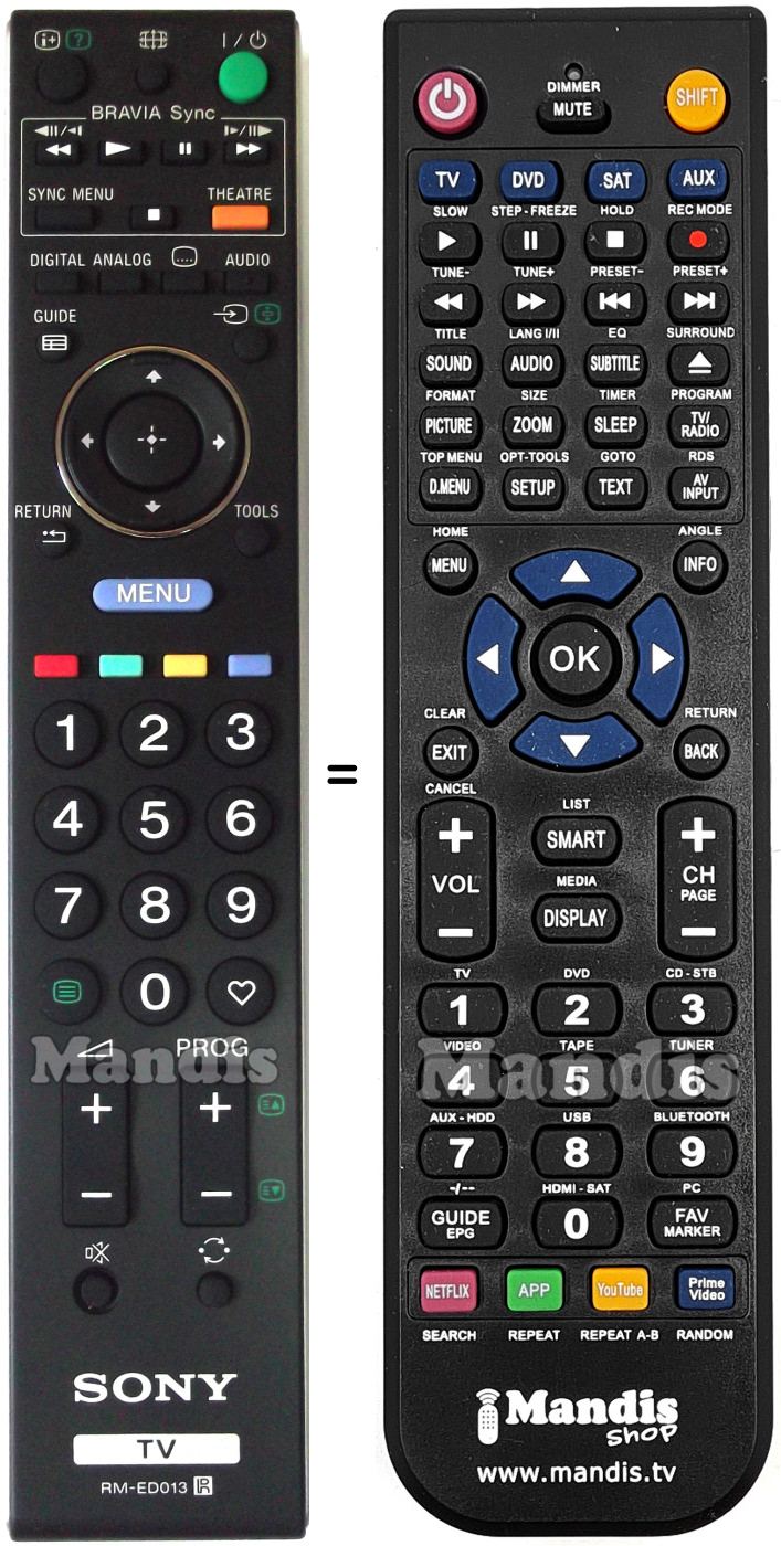 Replacement remote control Sony RM-ED013