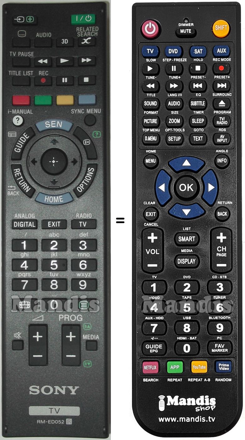 Replacement remote control Sony RMED052