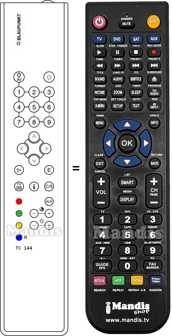 Replacement remote control Blaupunkt TC144