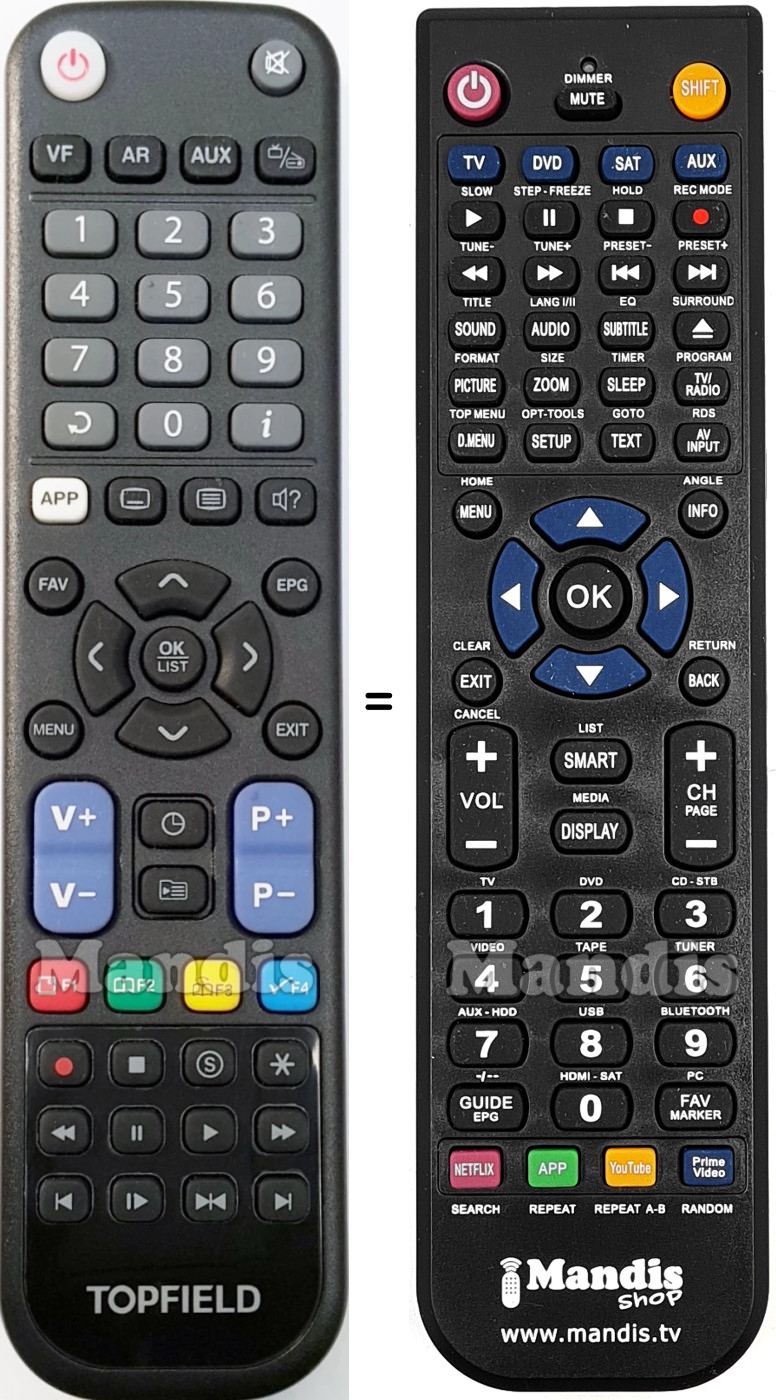 Replacement remote control TP800-Topfield