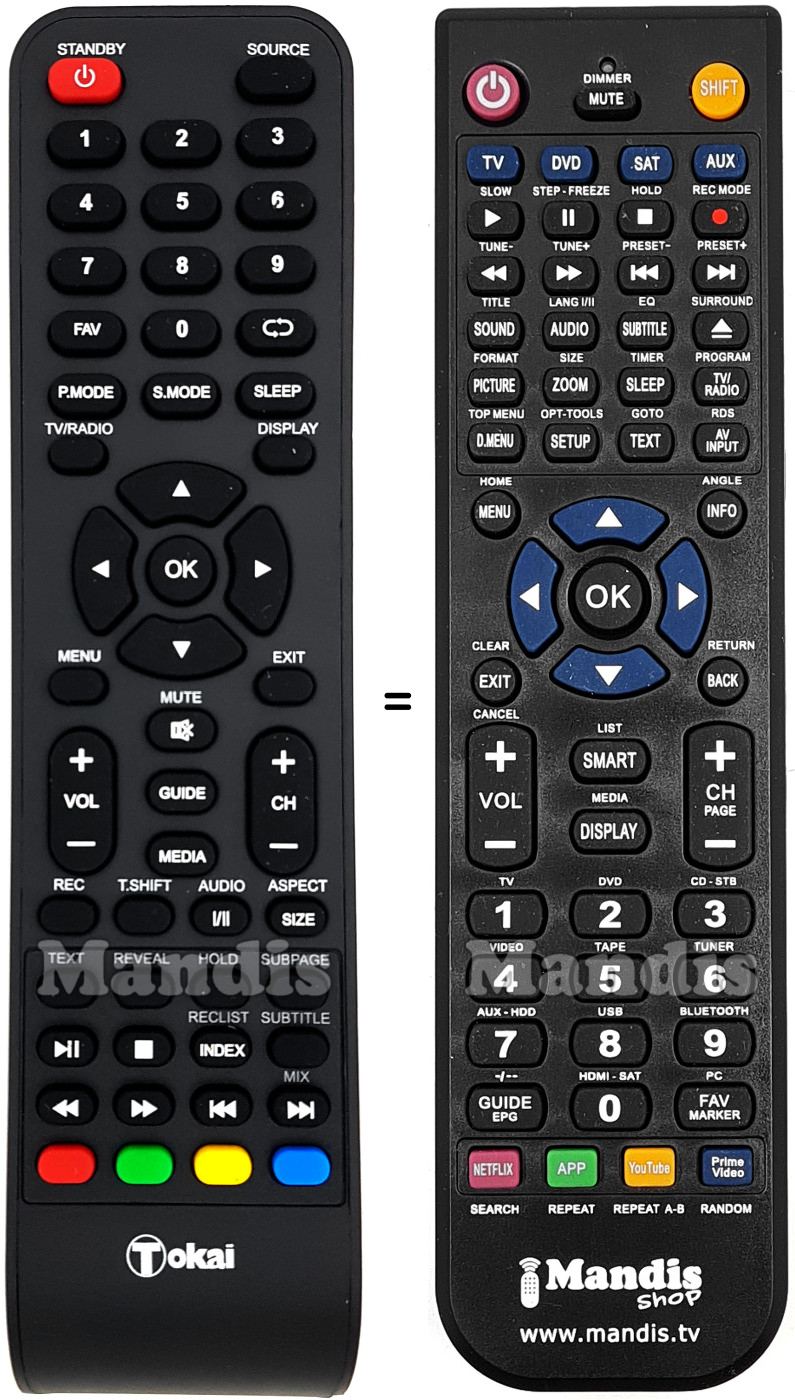 Replacement remote control Tokai TTE-24C3104K