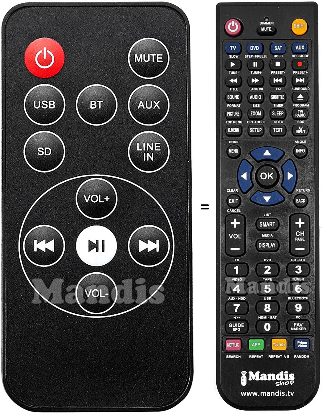 Replacement remote control SB255BT