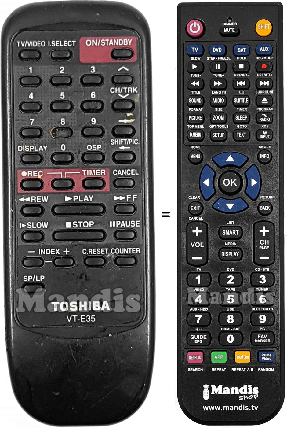 Replacement remote control VT-E35