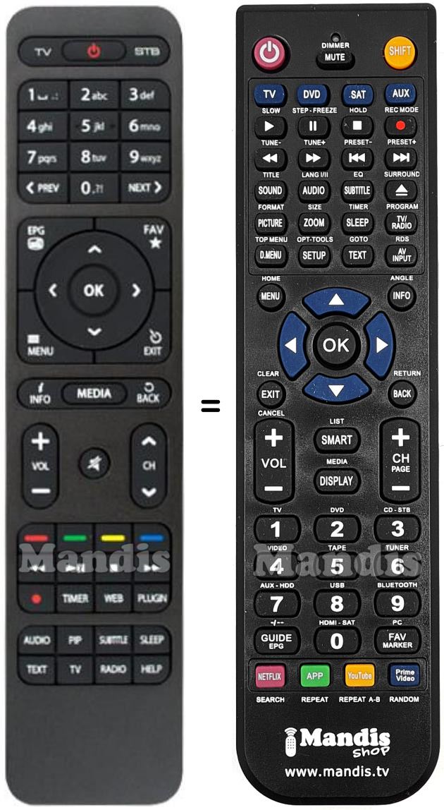 Replacement remote control GOLDEN INTERSTAR Xpeed LX2