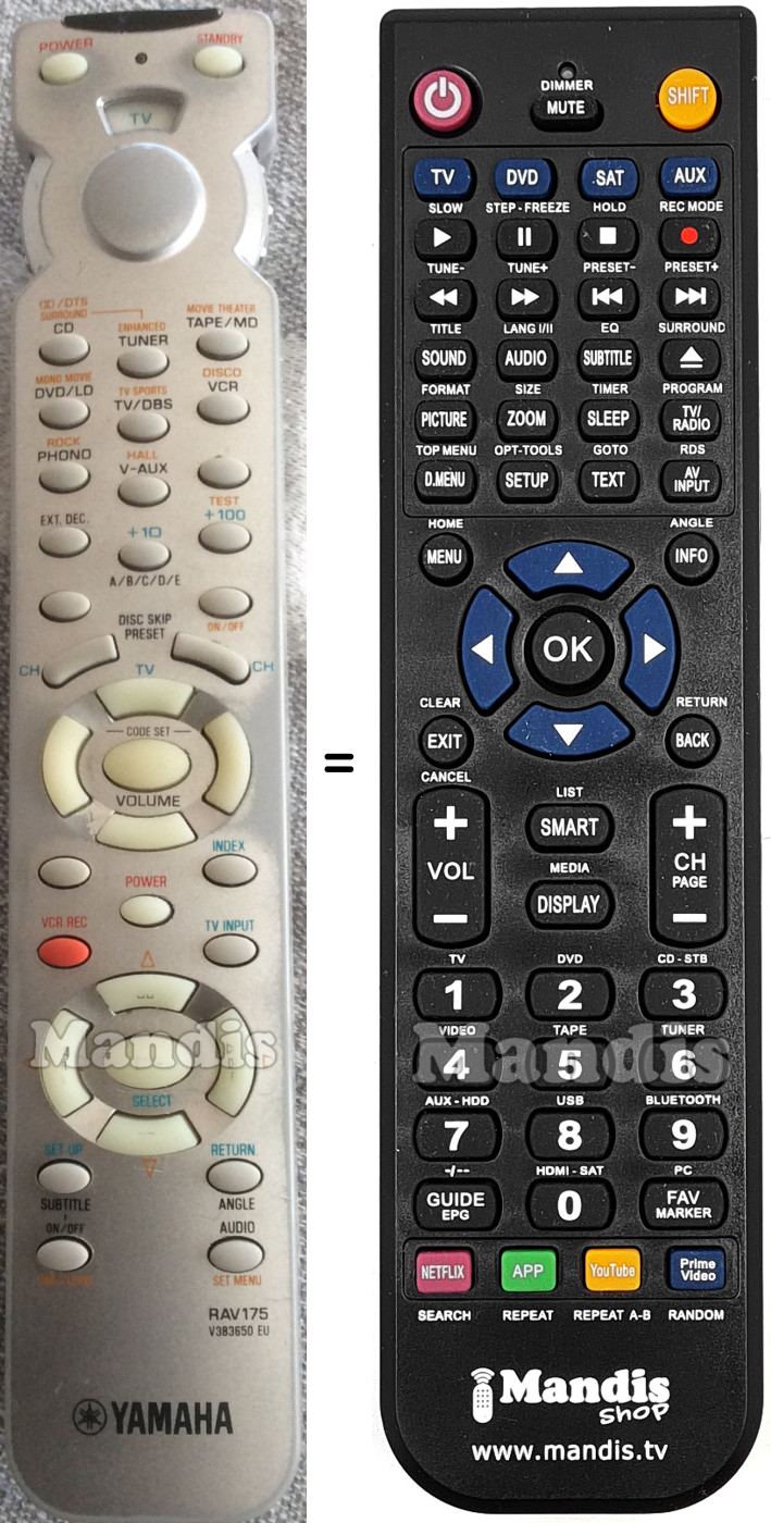 Replacement remote control RAV175