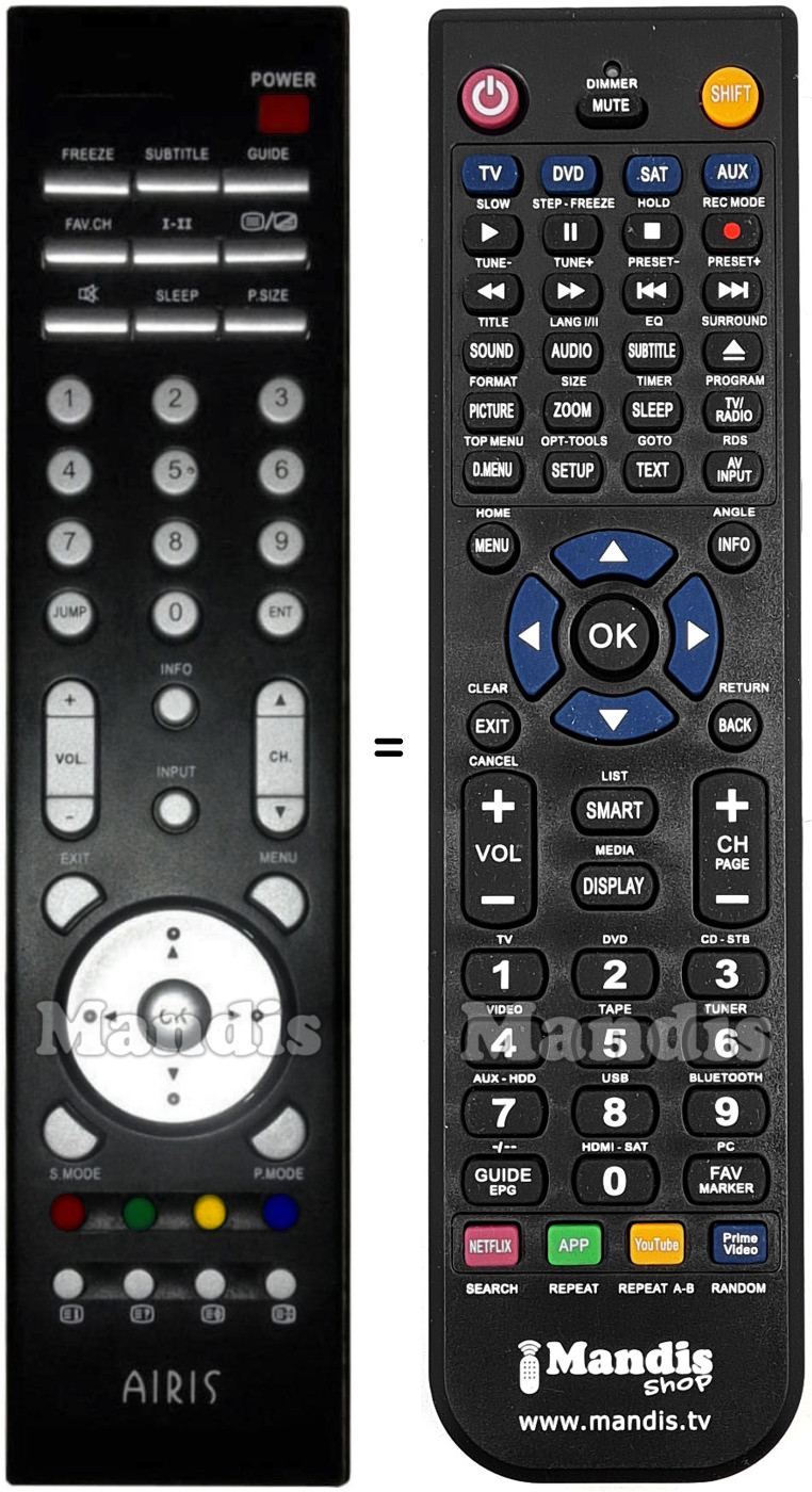 Replacement remote control Akai Airis003