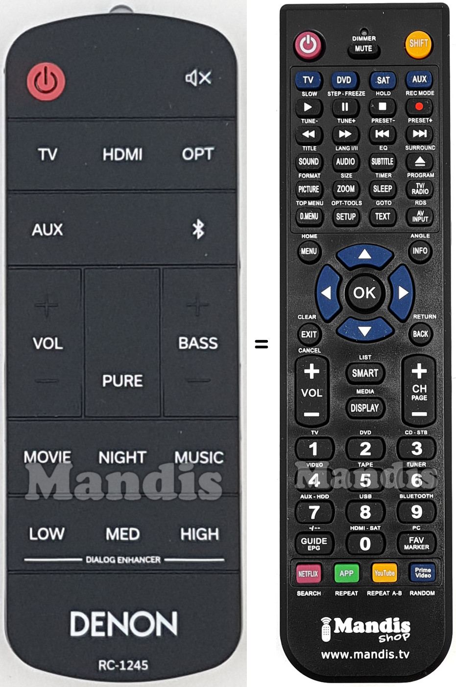Replacement remote control RC-1245