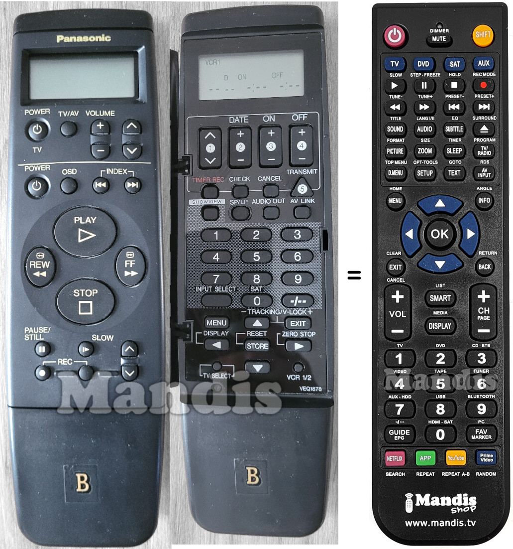 Replacement remote control Panasonic VEQ1878