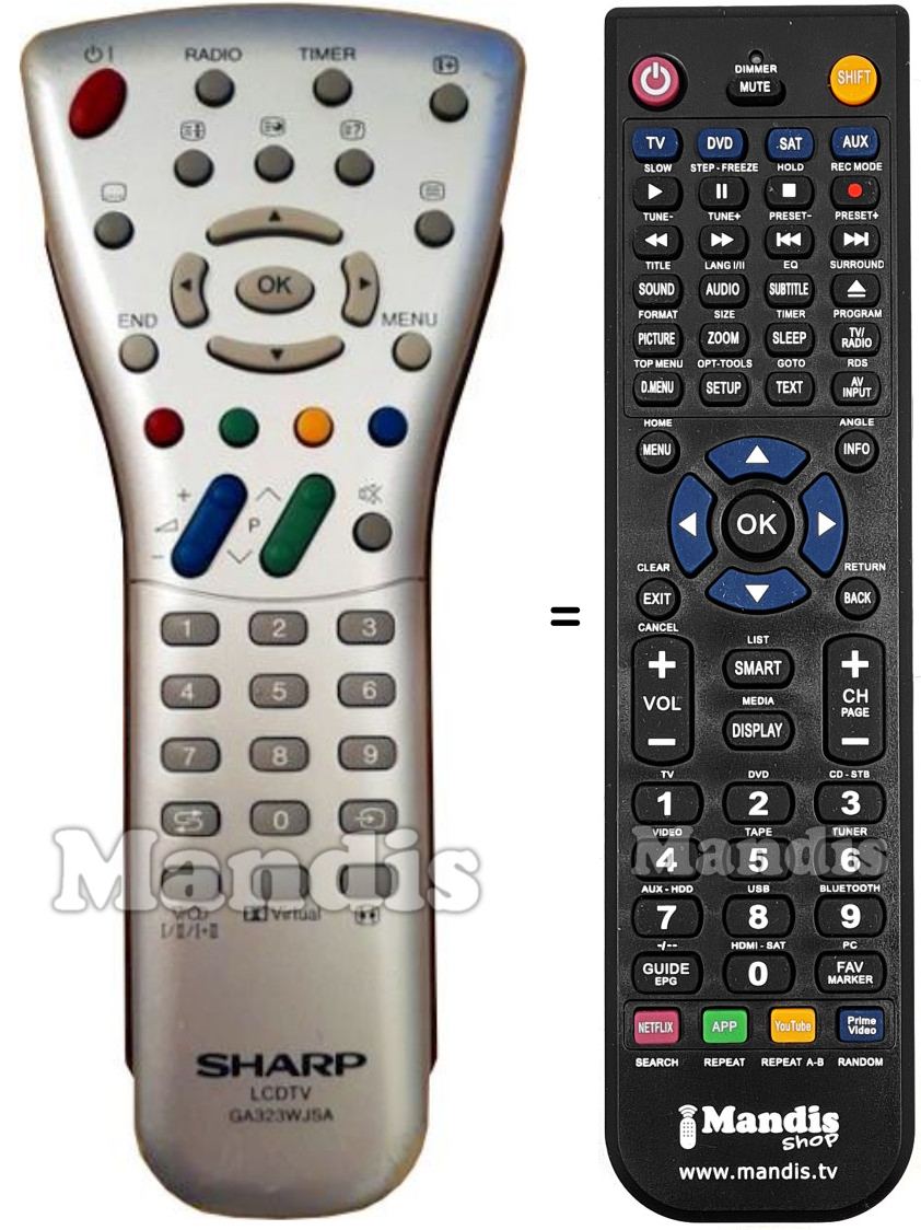 Replacement remote control Sharp GA 323 WJSA