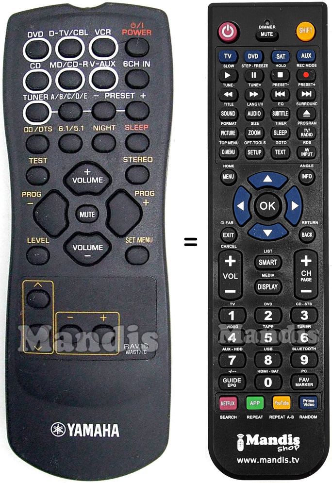 Replacement remote control Yamaha RAV16