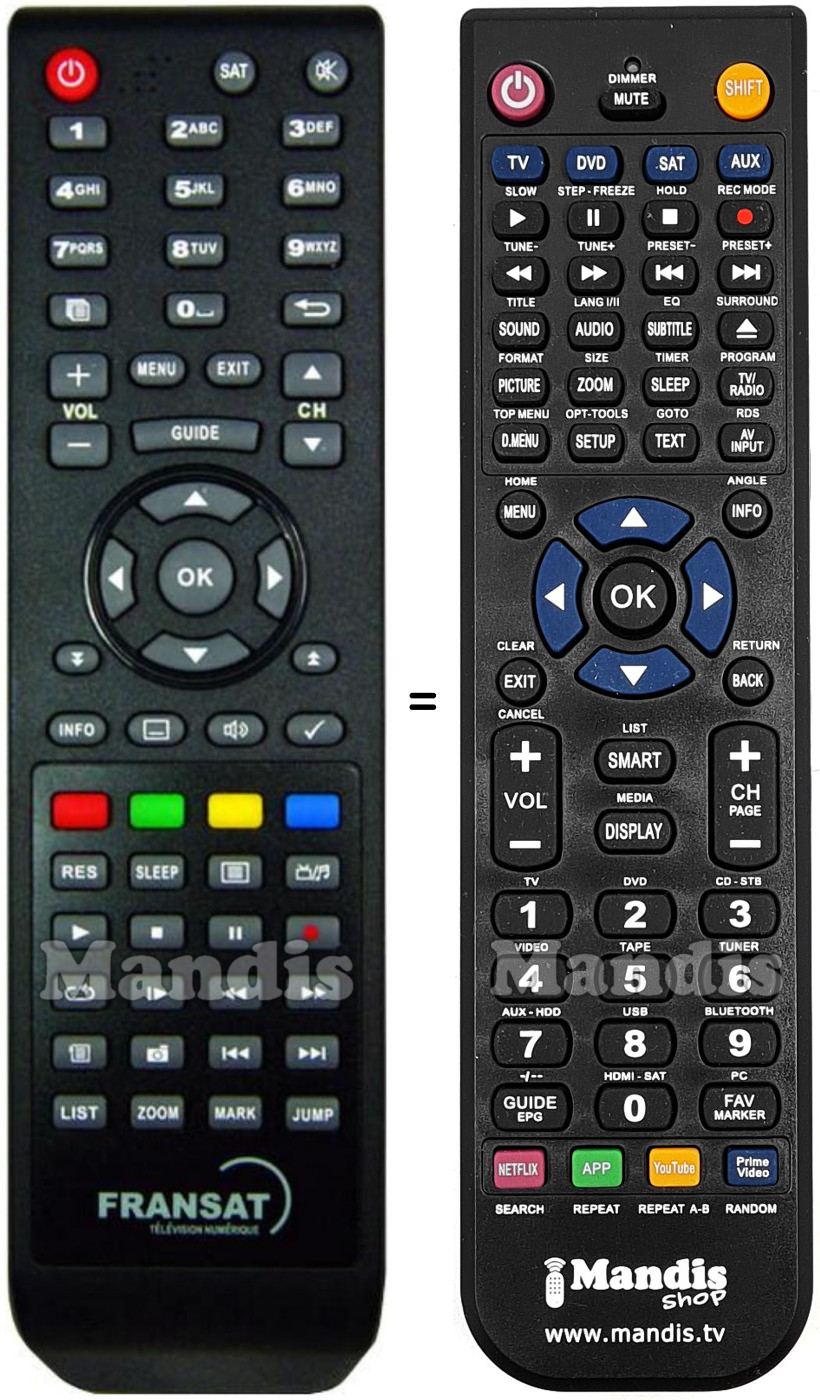 Replacement remote control FRANSAT 441663T