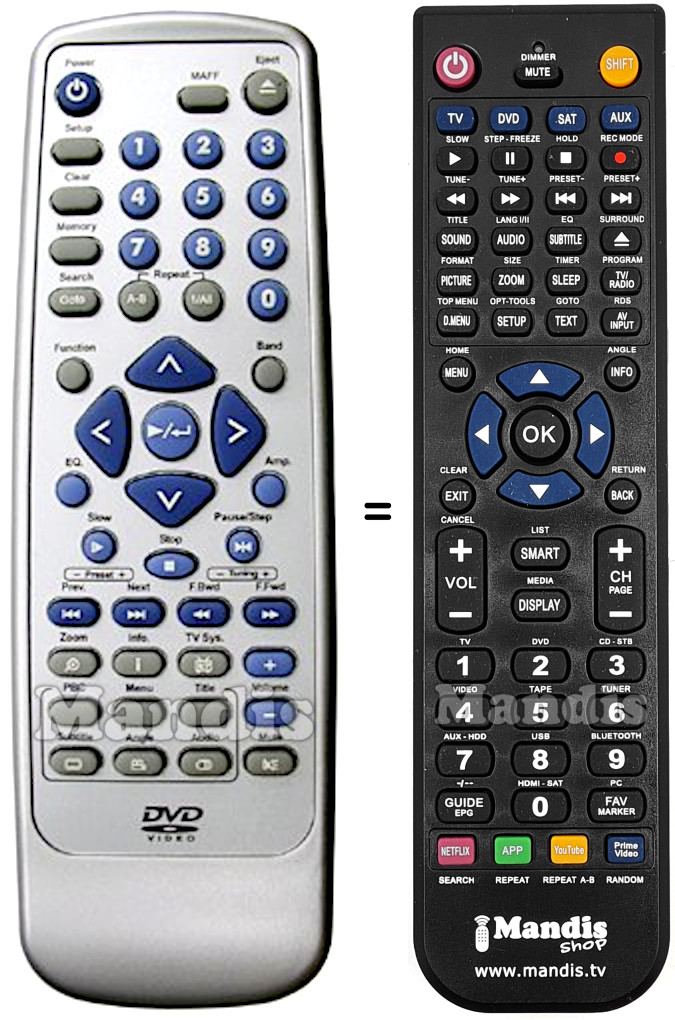 Replacement remote control MUSTEK REMCON1246