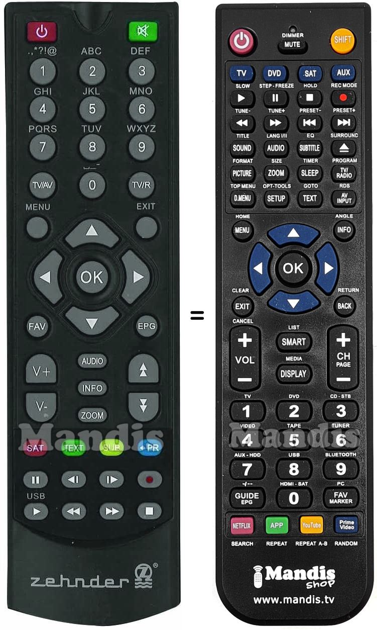 Replacement remote control Zehnder ZEHN001