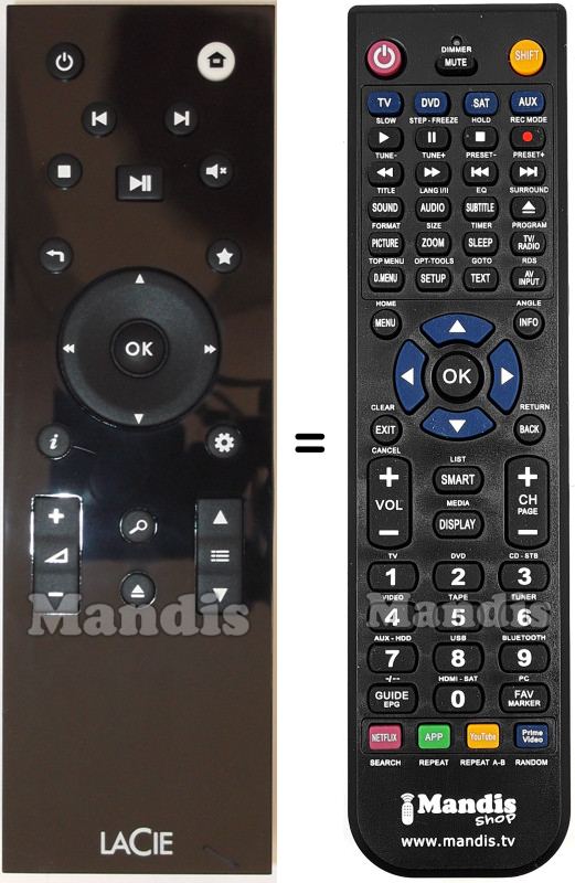 Replacement remote control LaCie LA CINEMA PLAY HD