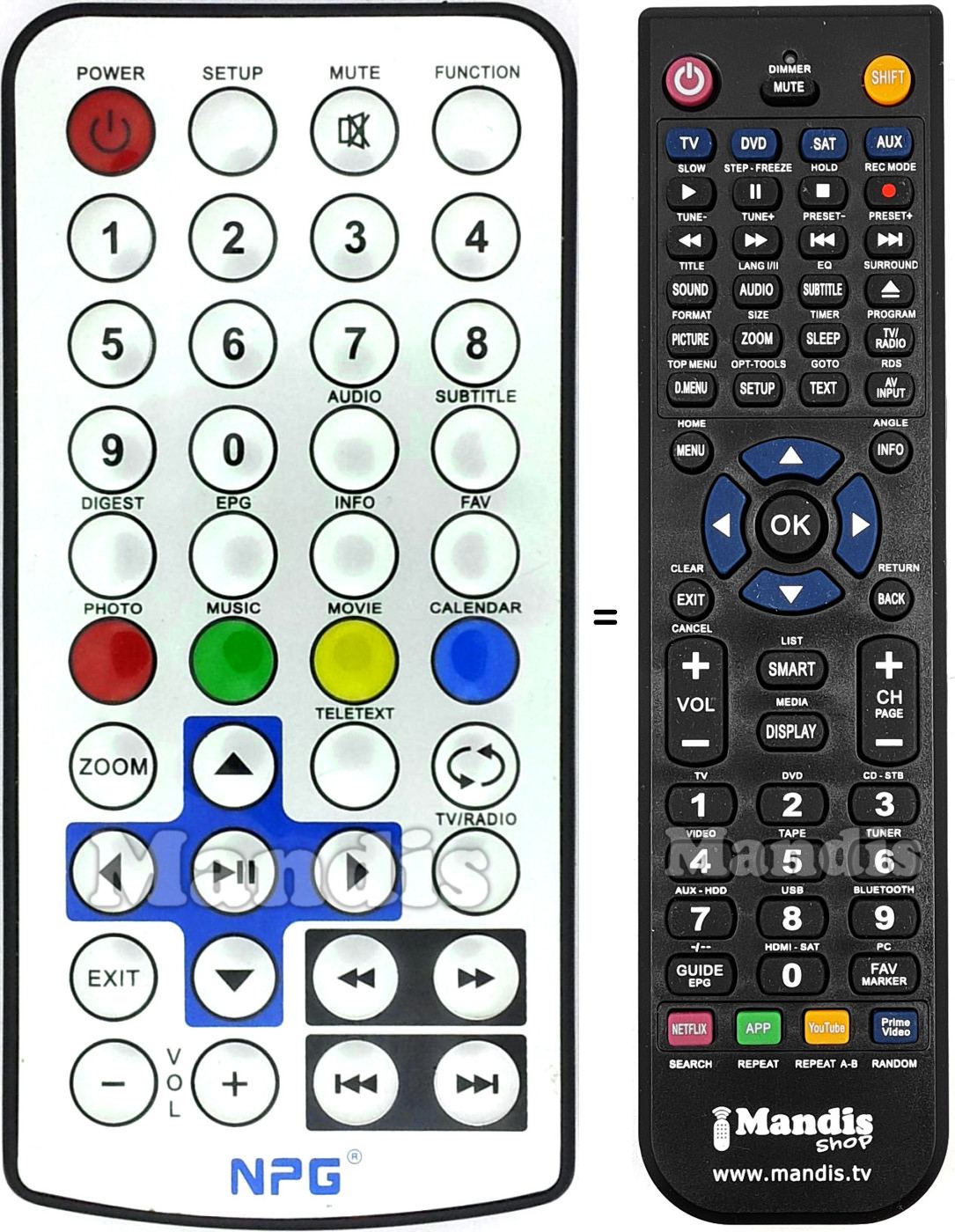 Replacement remote control Npg REMCON1435