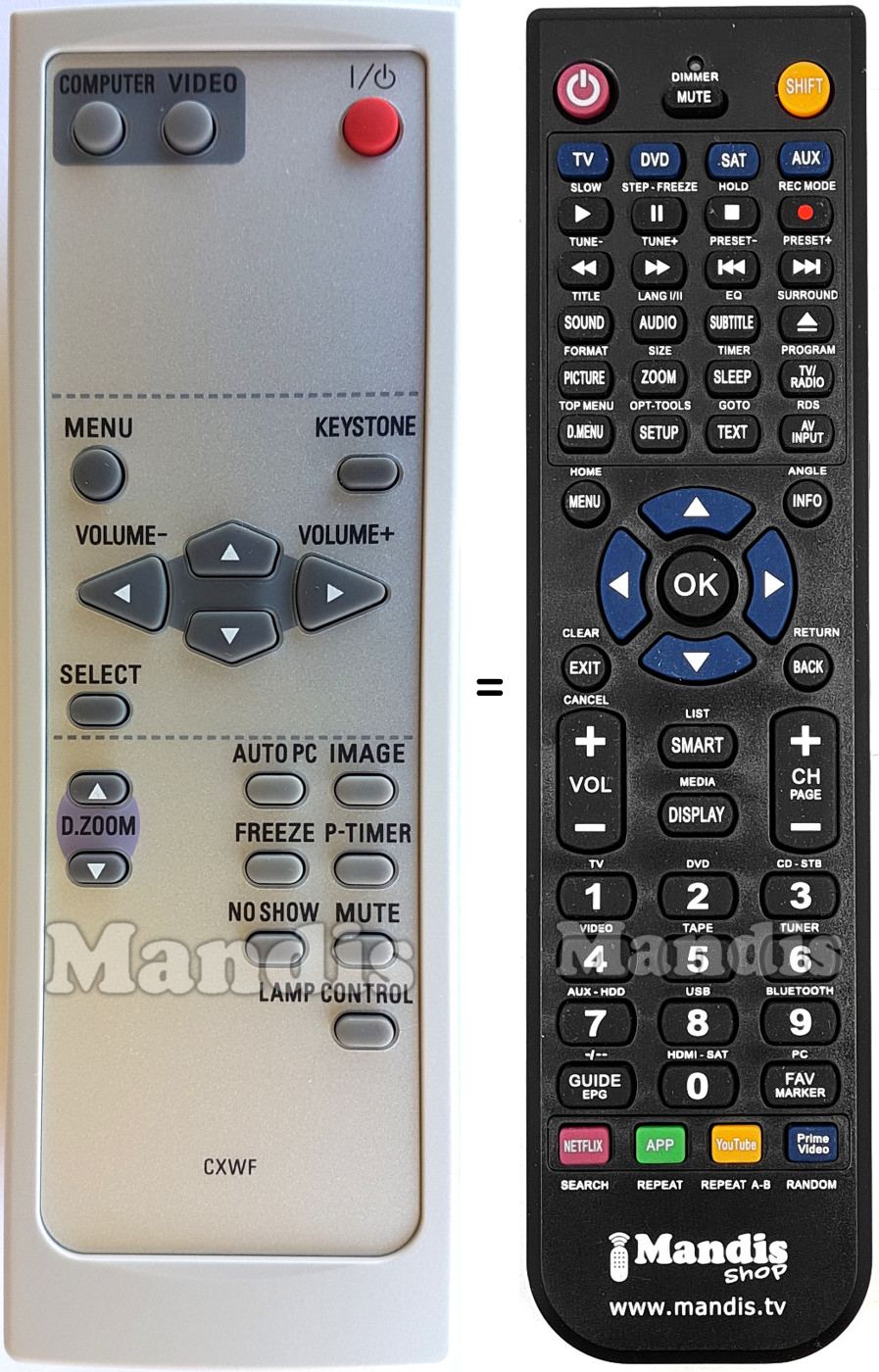 Replacement remote control Sanyo PLC-SU70