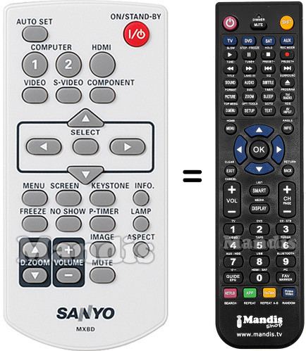 Replacement remote control Sanyo PLC-WL2500A
