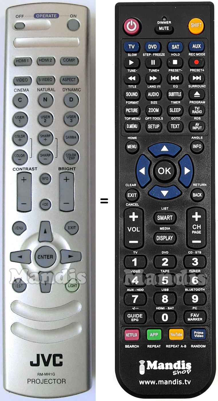 Replacement remote control JVC RM-MH1G