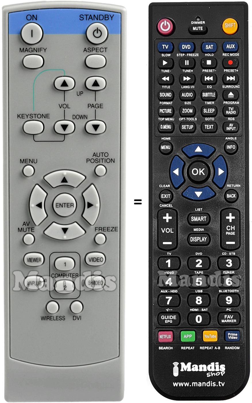 Replacement remote control Mitsubishi XD221U