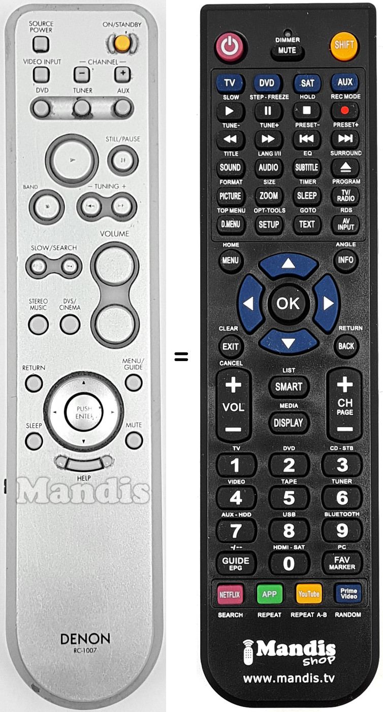Replacement remote control Denon RC-1007
