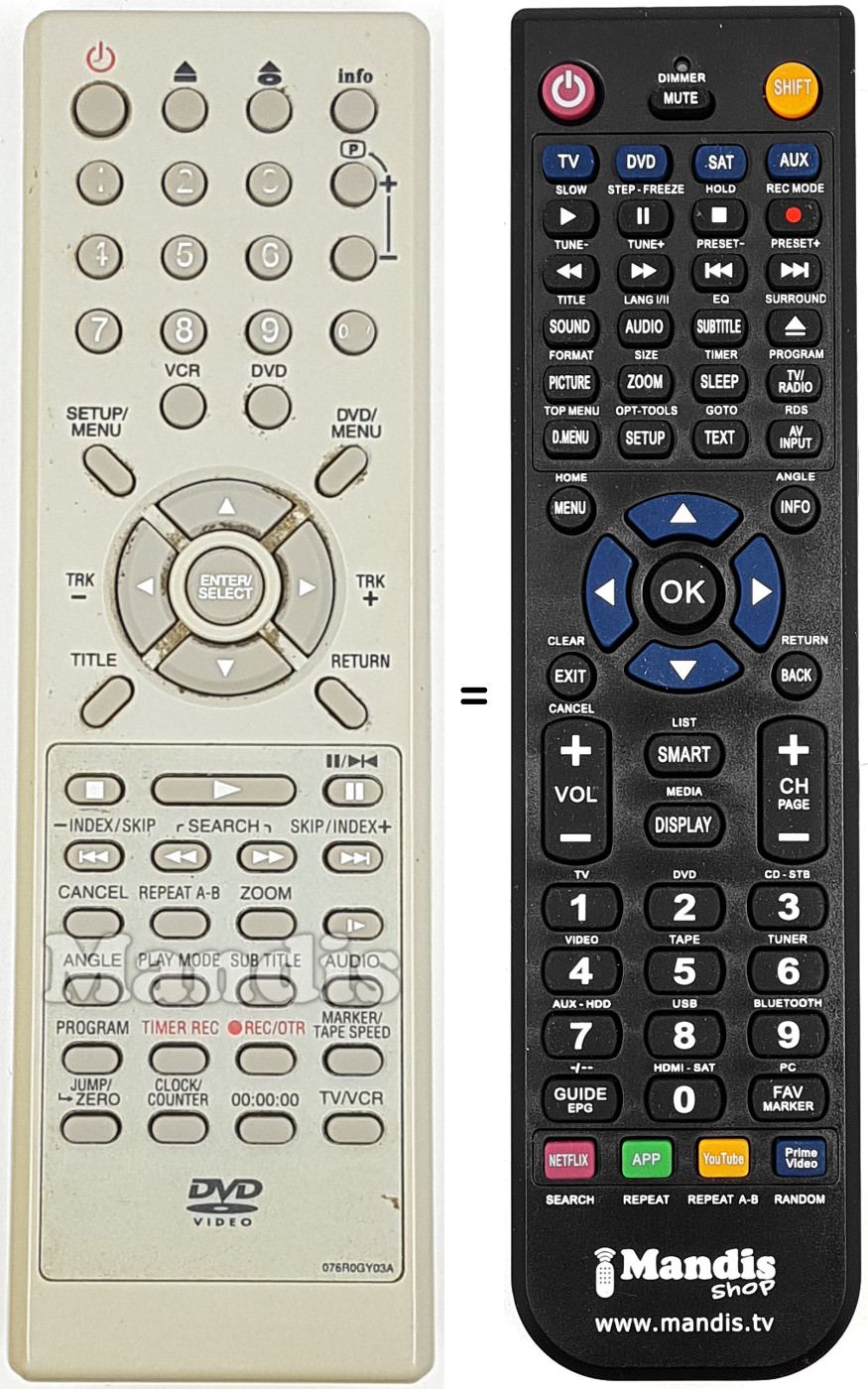 Replacement remote control NordMende 076R0GY03A
