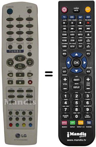 Replacement remote control LG 6710V00088B