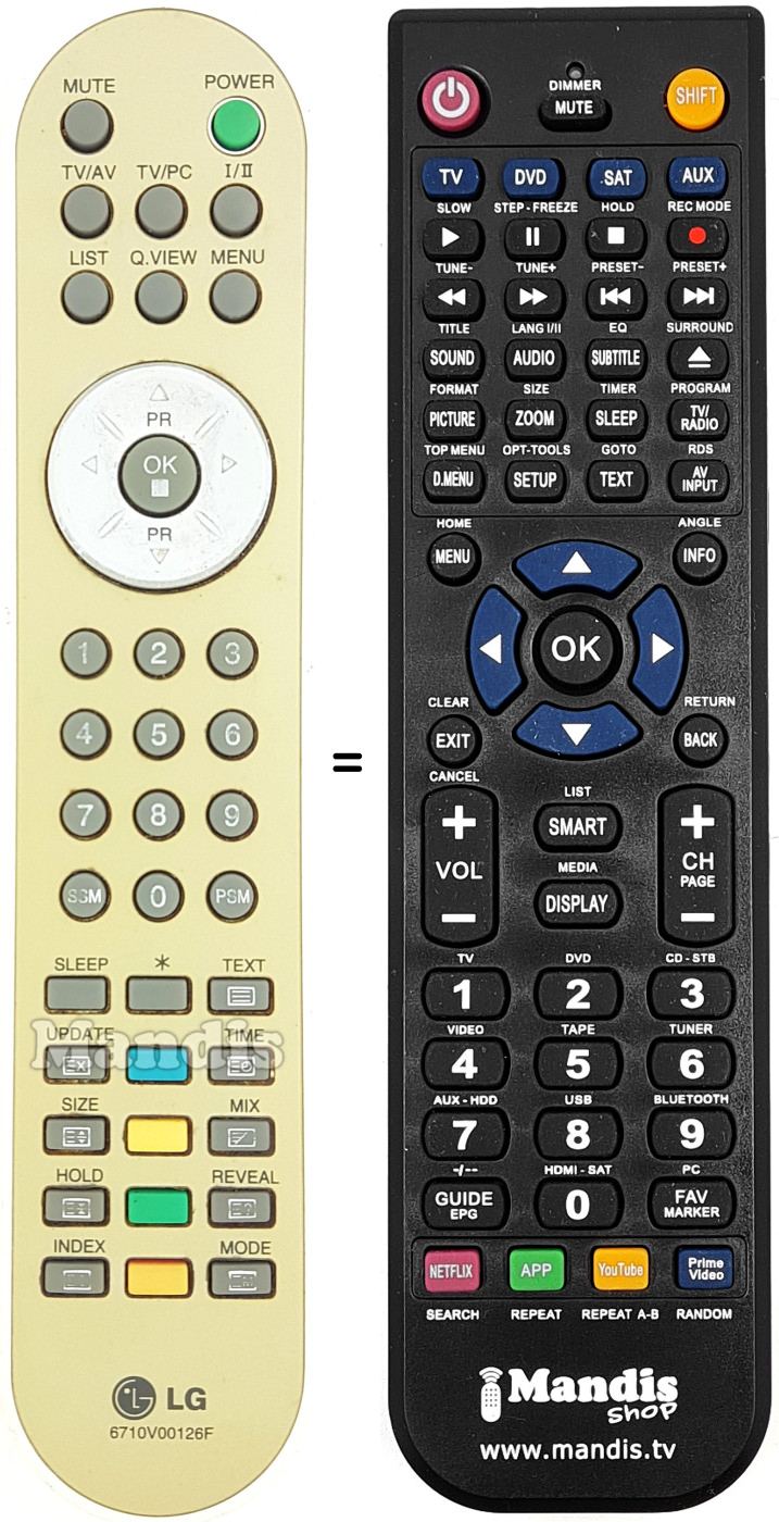 Replacement remote control 6710V00126F