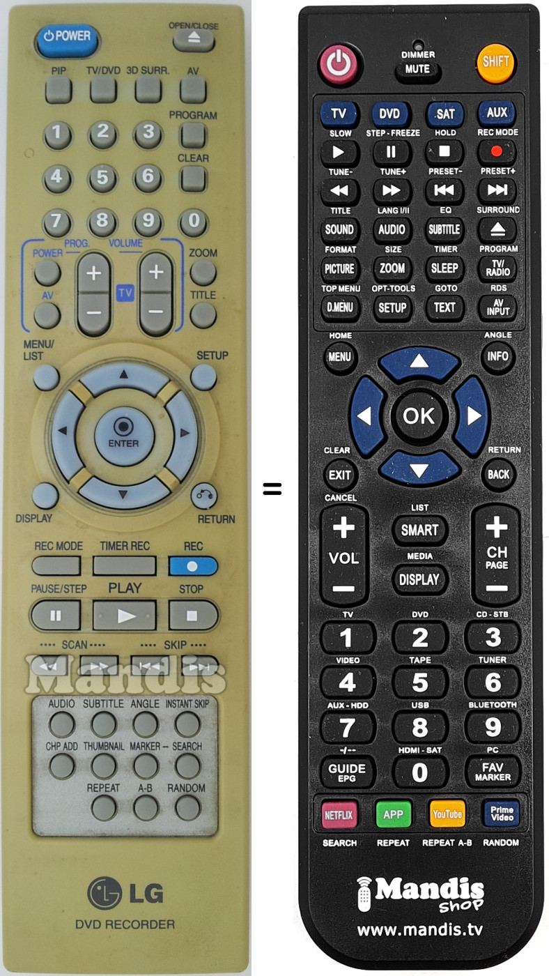 Replacement remote control LG 6711R1N148B