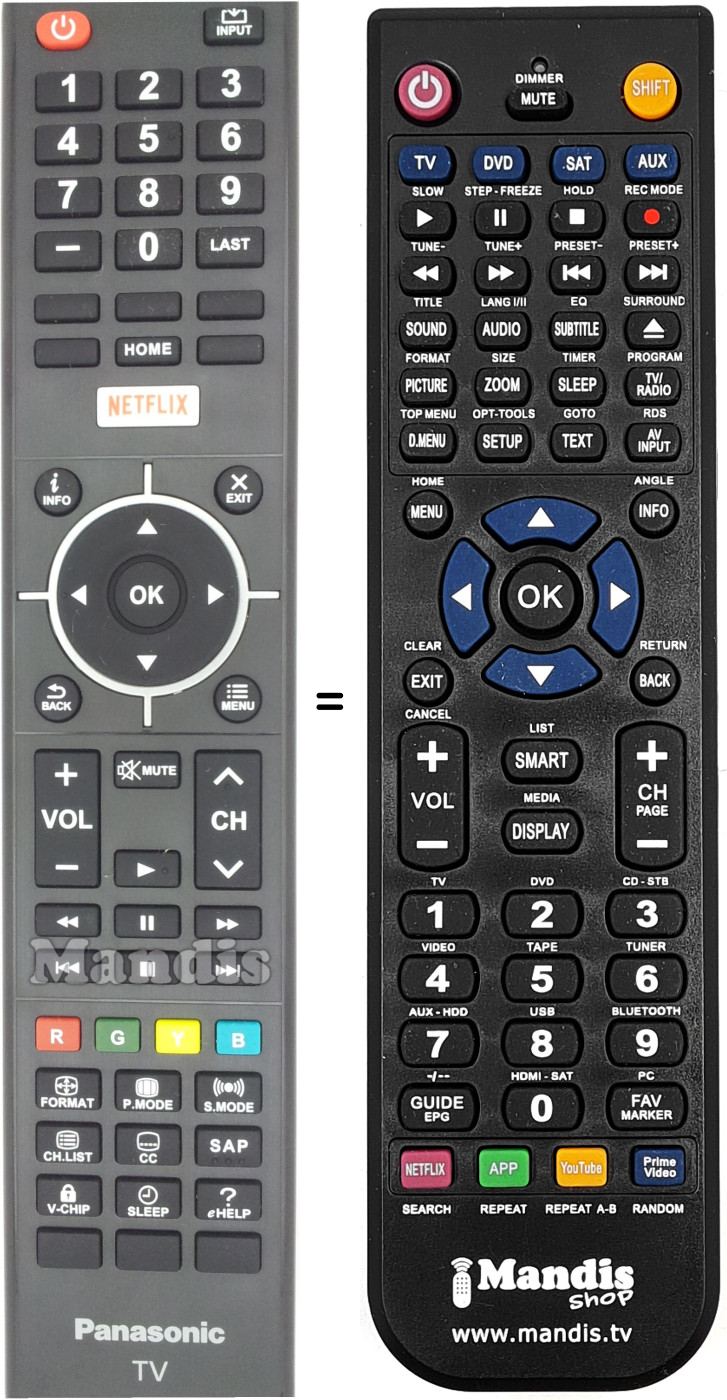 Replacement remote control Panasonic 845-050-05B4