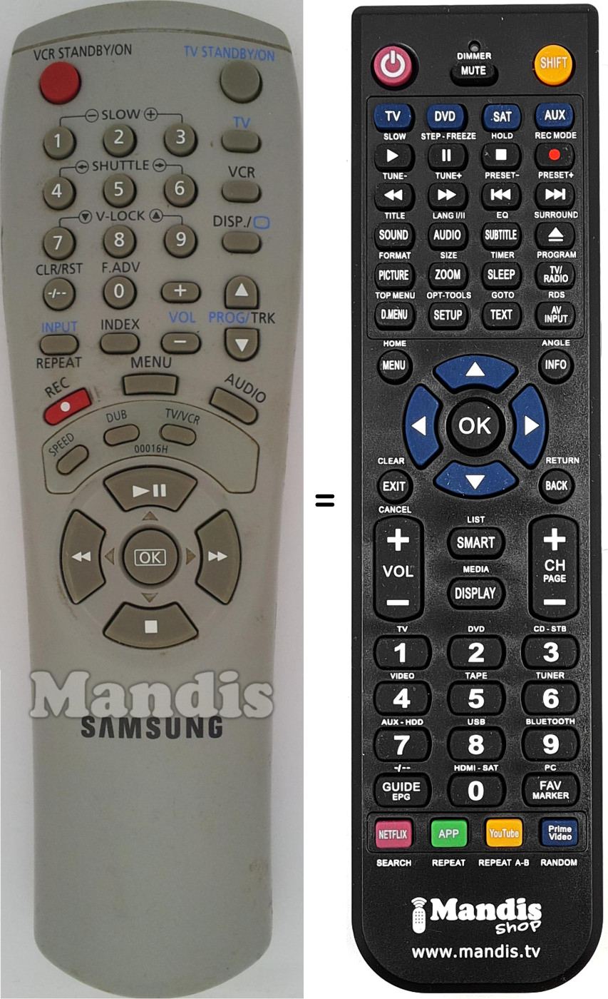 Replacement remote control 00016H