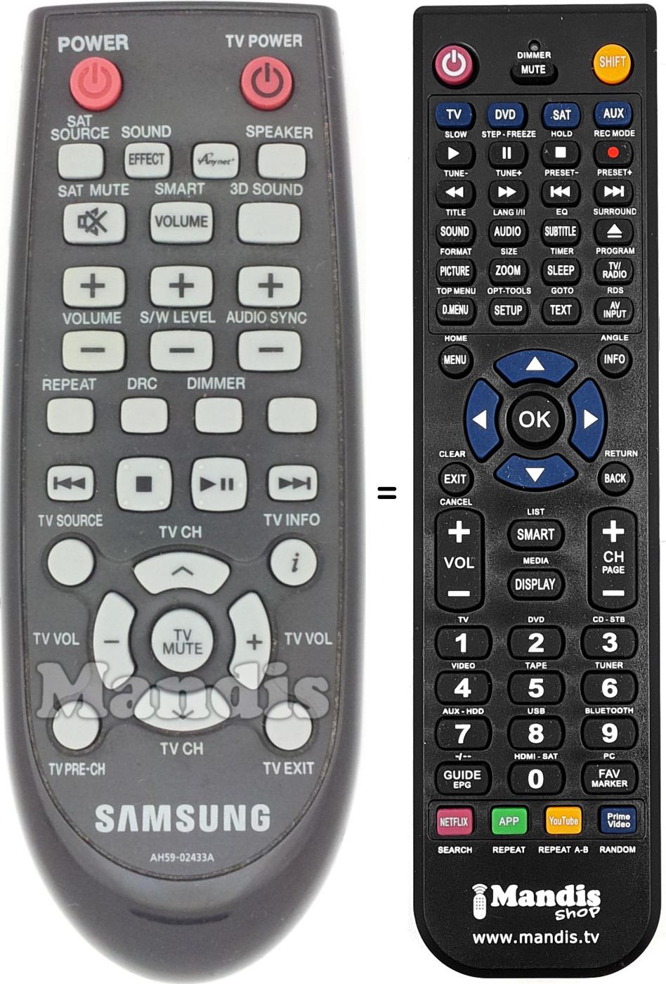 Replacement remote control Samsung AH59-02433A