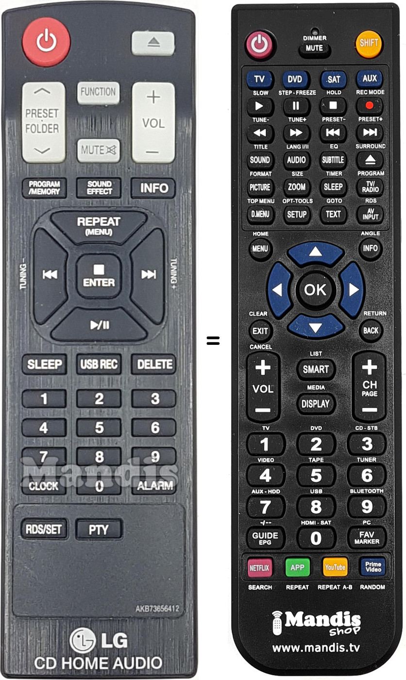 Replacement remote control AKB73656412