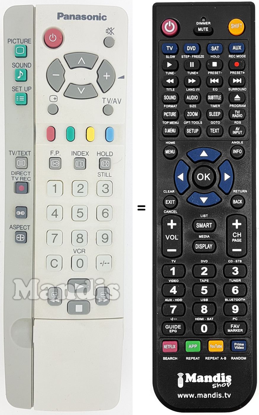 Replacement remote control Panasonic EUR511212A