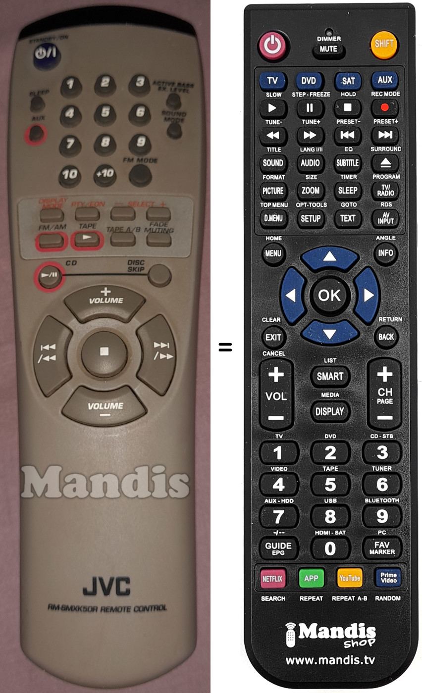 Replacement remote control JVC RM-SMXK50R