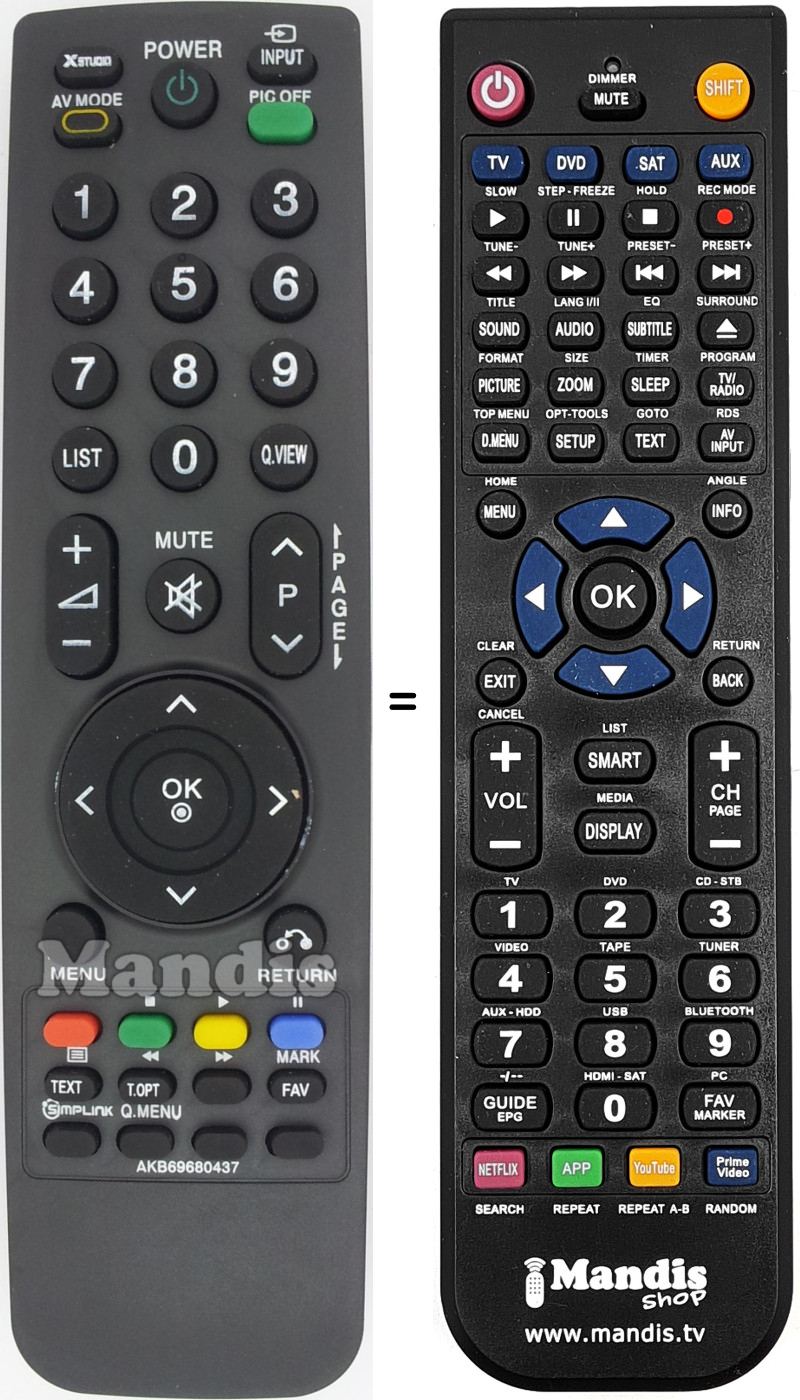 Replacement remote control AKB69680437