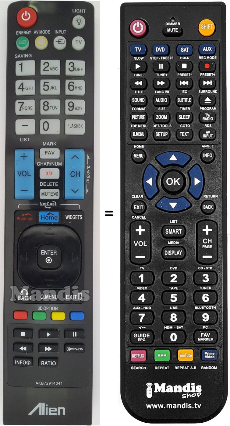 Replacement remote control AKB72914041