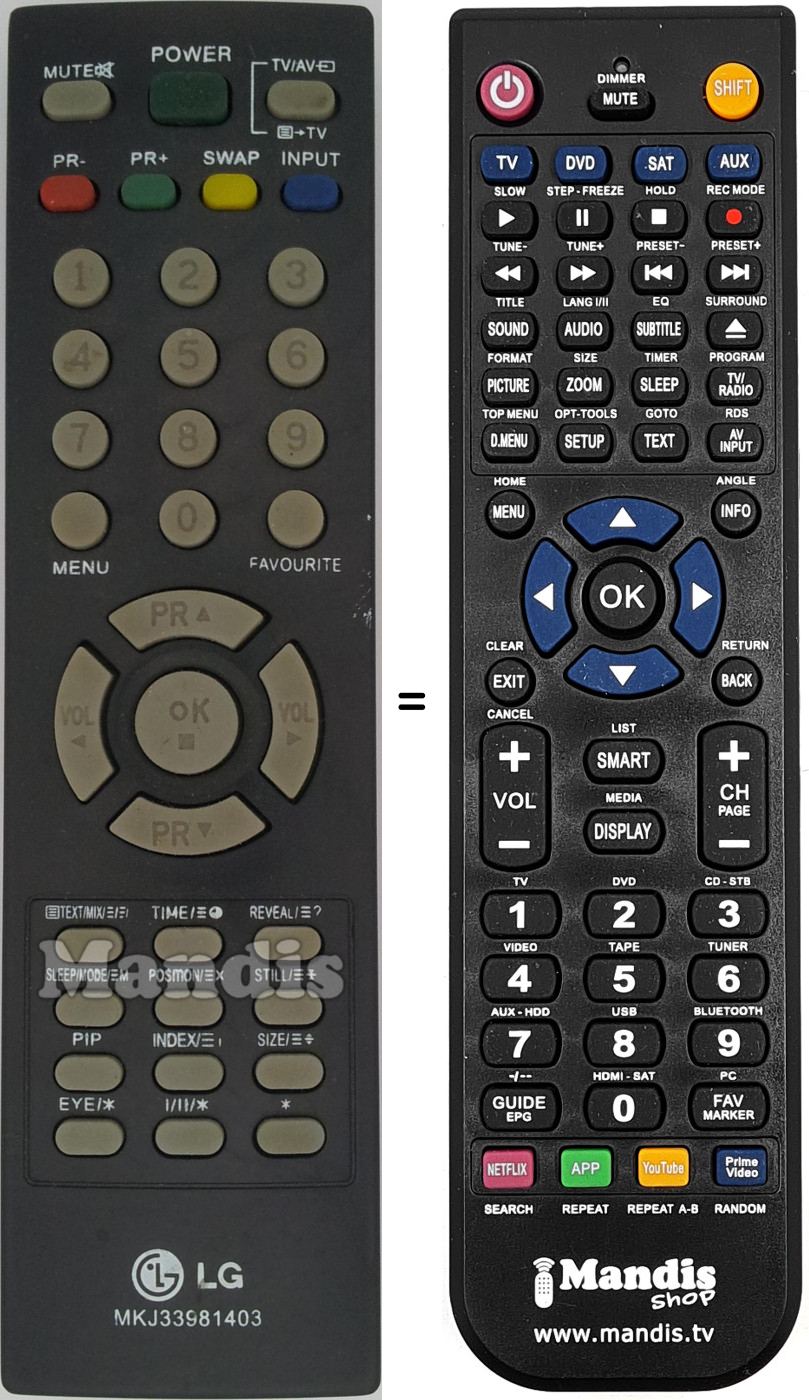 Replacement remote control MKJ33981403