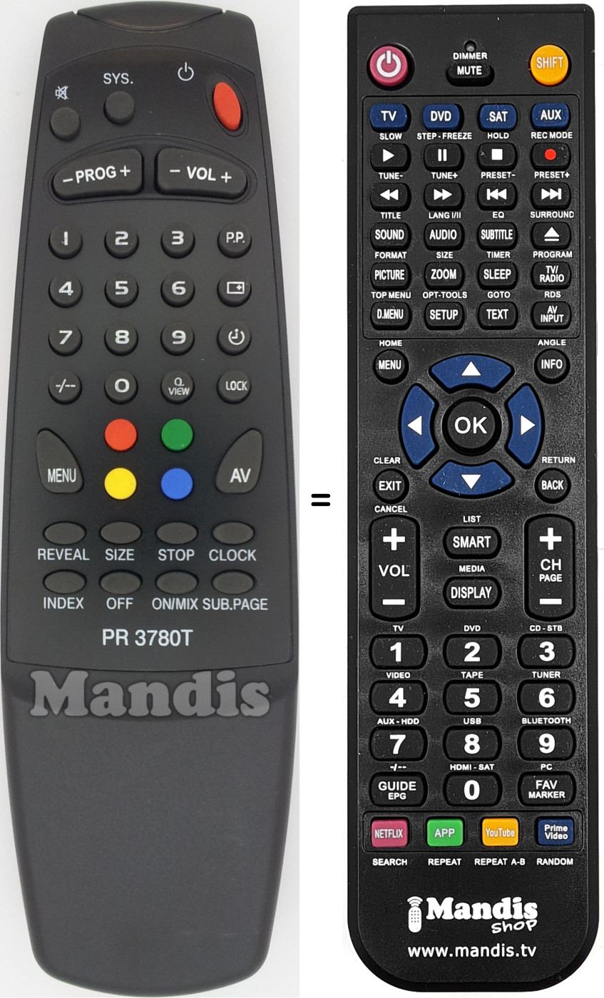 Replacement remote control PR3780T