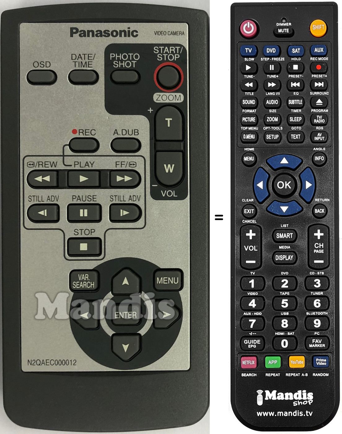 Replacement remote control Panasonic N2QAEC000012