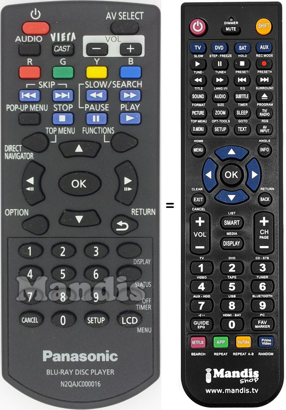 Replacement remote control N2QAJC000016